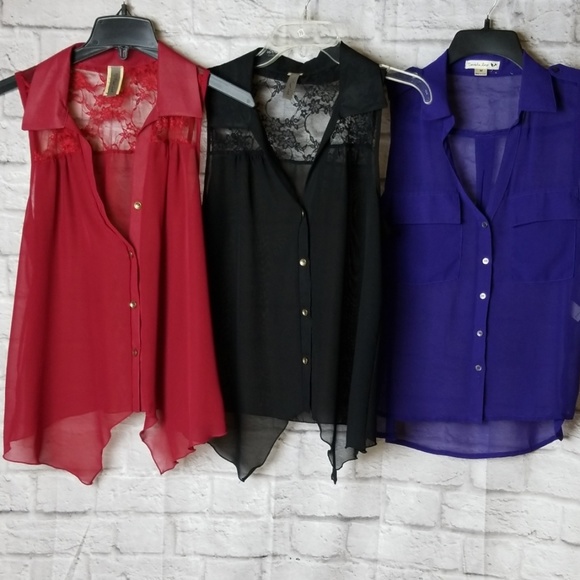 First Looks Tops - Ser of 3 Blouse Sz M Womens